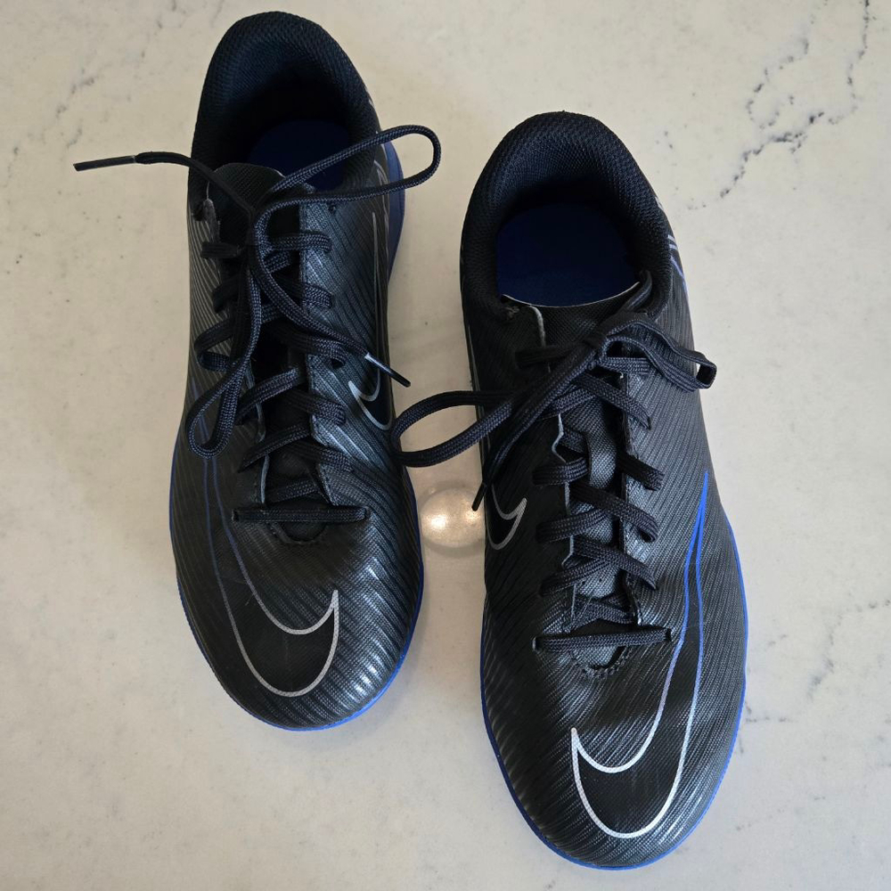 Nike Kids Black and Blue Turf Cleats